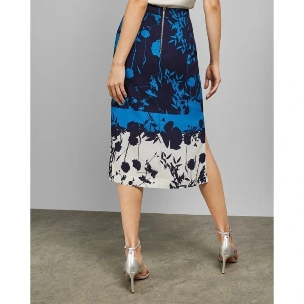 Ted Baker Selaah Bluebell Side Slit Midi Skirt Sz. 12 NWT